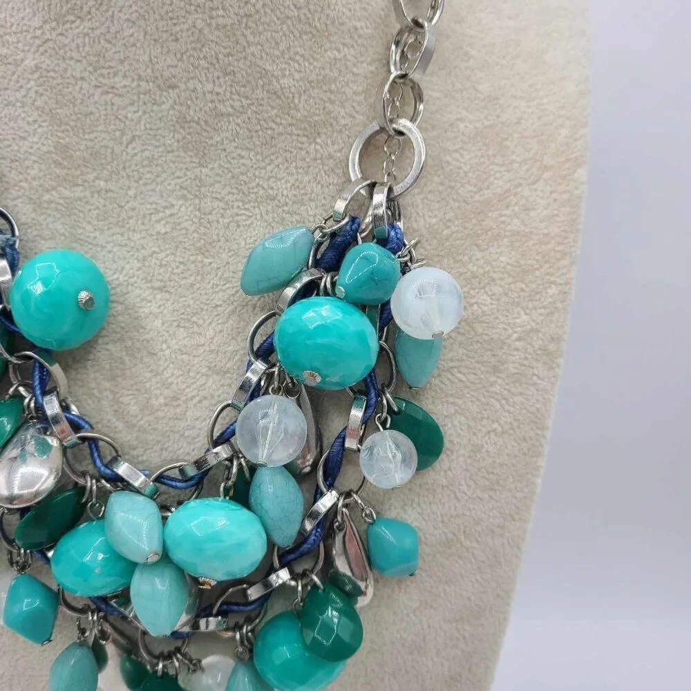 Lane Bryant Chunky Beaded Silver Tone Necklace